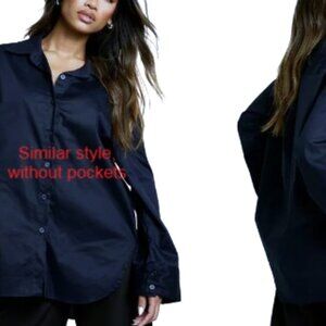 BUNDLE 5/$35 Boohoo Dip hem Oversized Shirt Size 12 NWOT Navy Big Shirt